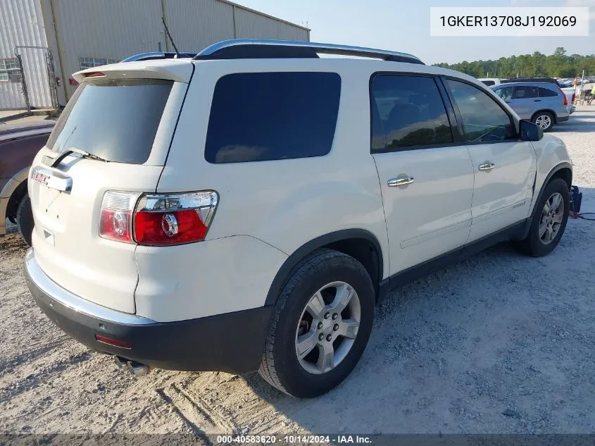 2008 GMC Acadia Sle-1 VIN: 1GKER13708J192069 Lot: 40583620