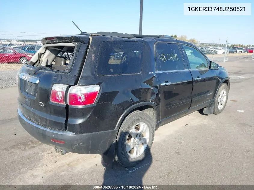 2008 GMC Acadia Slt-2 VIN: 1GKER33748J250521 Lot: 40626596