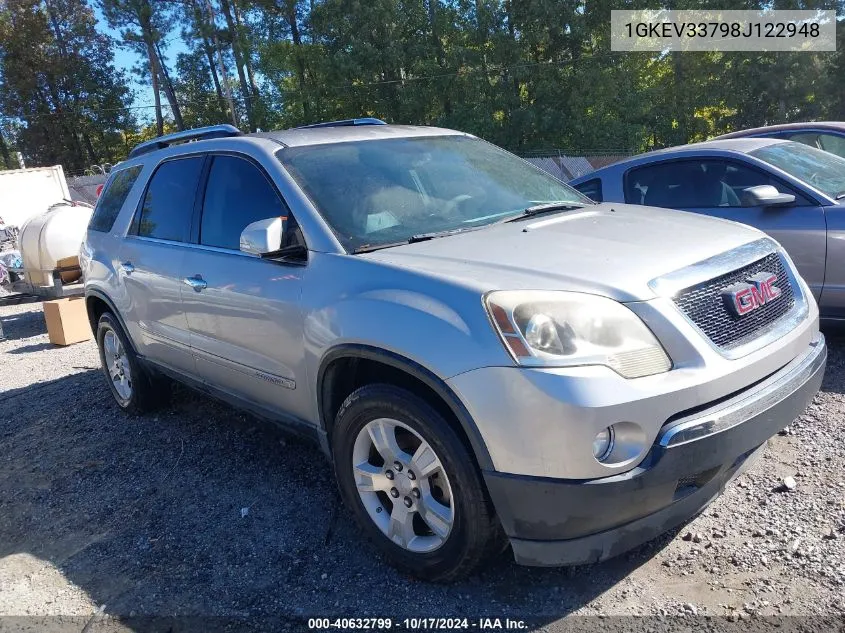 2008 GMC Acadia Slt-2 VIN: 1GKEV33798J122948 Lot: 40632799