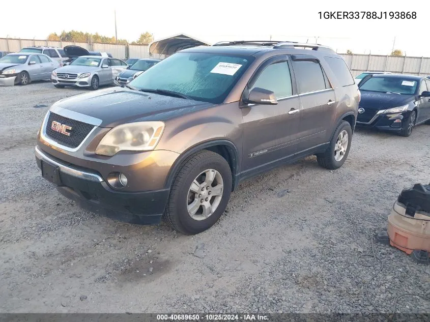 2008 GMC Acadia Slt-2 VIN: 1GKER33788J193868 Lot: 40689650