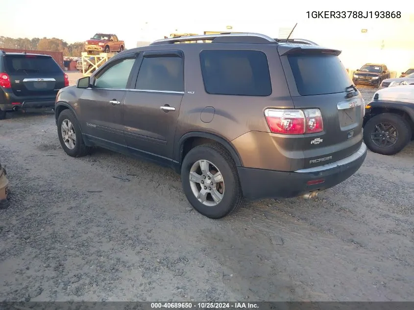 2008 GMC Acadia Slt-2 VIN: 1GKER33788J193868 Lot: 40689650