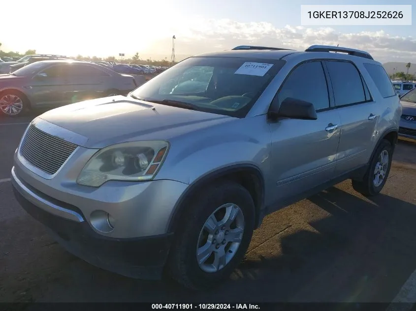 2008 GMC Acadia Sle-1 VIN: 1GKER13708J252626 Lot: 40711901