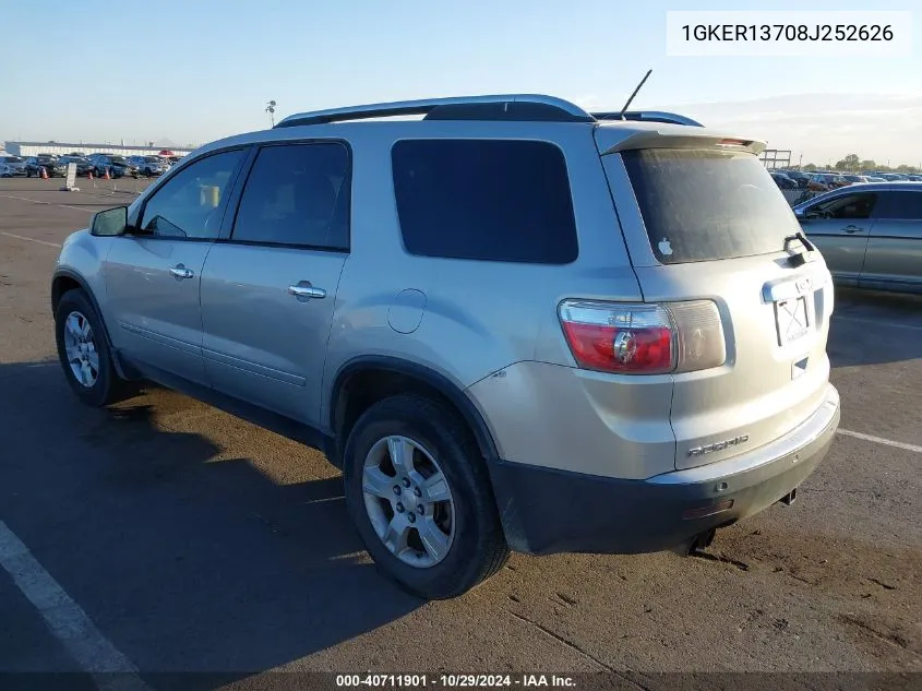 2008 GMC Acadia Sle-1 VIN: 1GKER13708J252626 Lot: 40711901