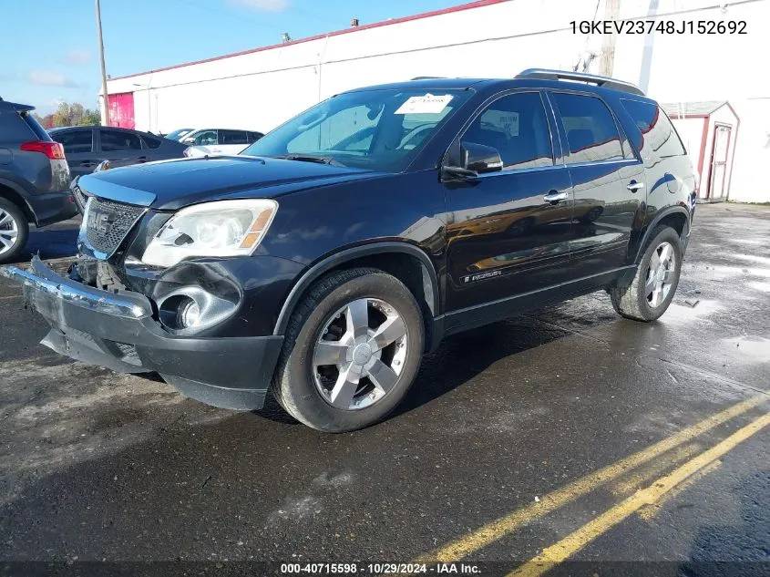 2008 GMC Acadia Slt-1 VIN: 1GKEV23748J152692 Lot: 40715598