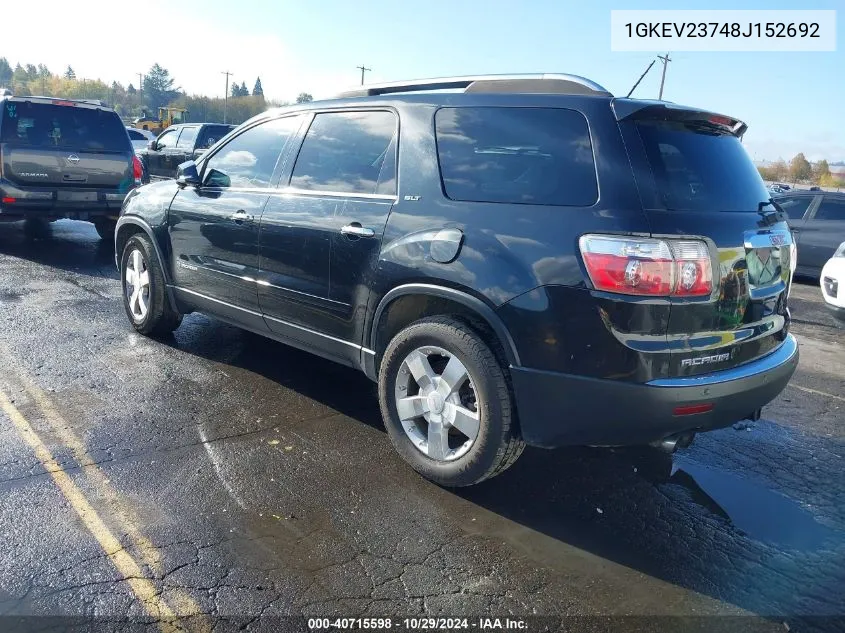 2008 GMC Acadia Slt-1 VIN: 1GKEV23748J152692 Lot: 40715598