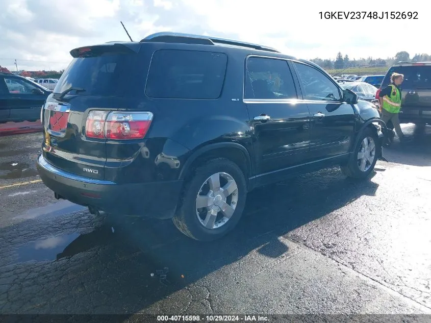 2008 GMC Acadia Slt-1 VIN: 1GKEV23748J152692 Lot: 40715598