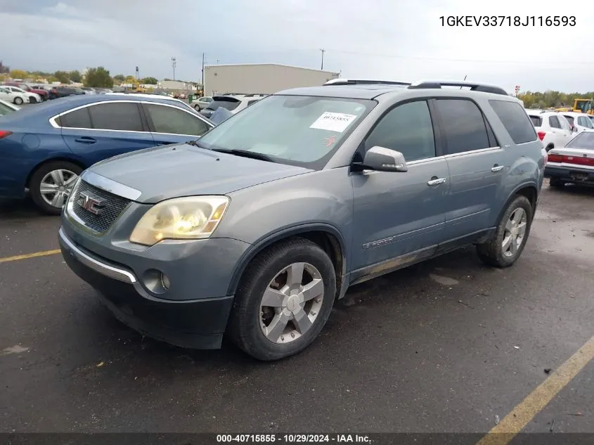 2008 GMC Acadia Slt-2 VIN: 1GKEV33718J116593 Lot: 40715855