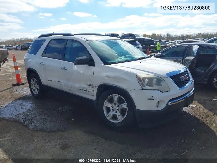 2008 GMC Acadia Sle-1 VIN: 1GKEV13778J230800 Lot: 40750232