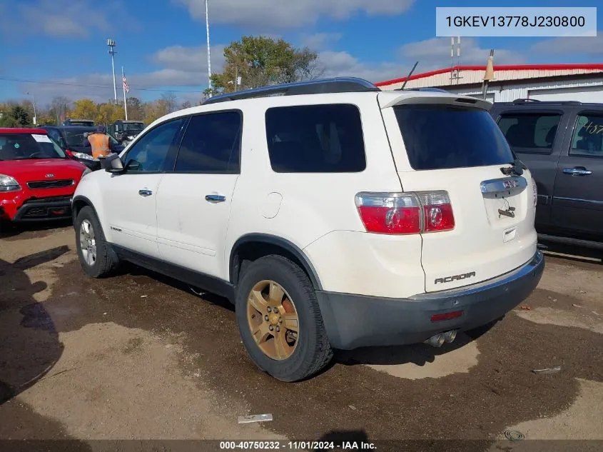 2008 GMC Acadia Sle-1 VIN: 1GKEV13778J230800 Lot: 40750232