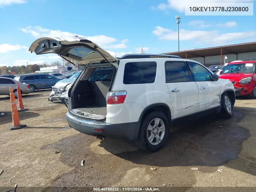 2008 GMC Acadia Sle-1 VIN: 1GKEV13778J230800 Lot: 40750232