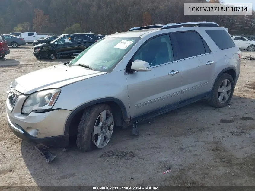 2008 GMC Acadia Slt-2 VIN: 1GKEV33718J110714 Lot: 40762233