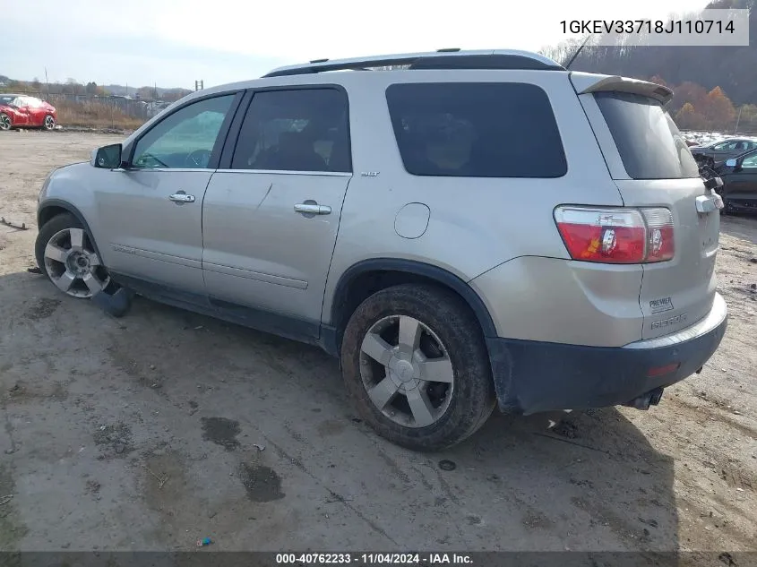 2008 GMC Acadia Slt-2 VIN: 1GKEV33718J110714 Lot: 40762233