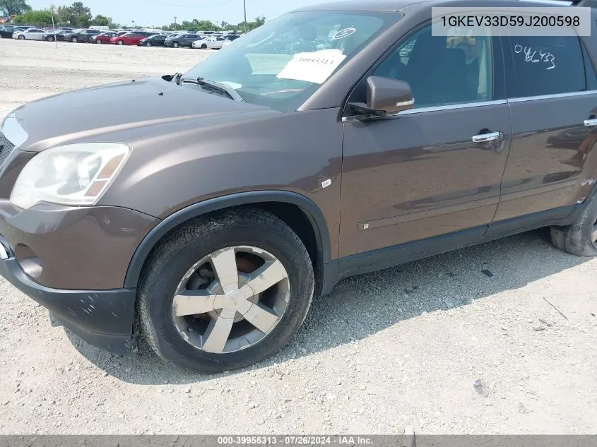 2009 GMC Acadia Slt-2 VIN: 1GKEV33D59J200598 Lot: 39955313