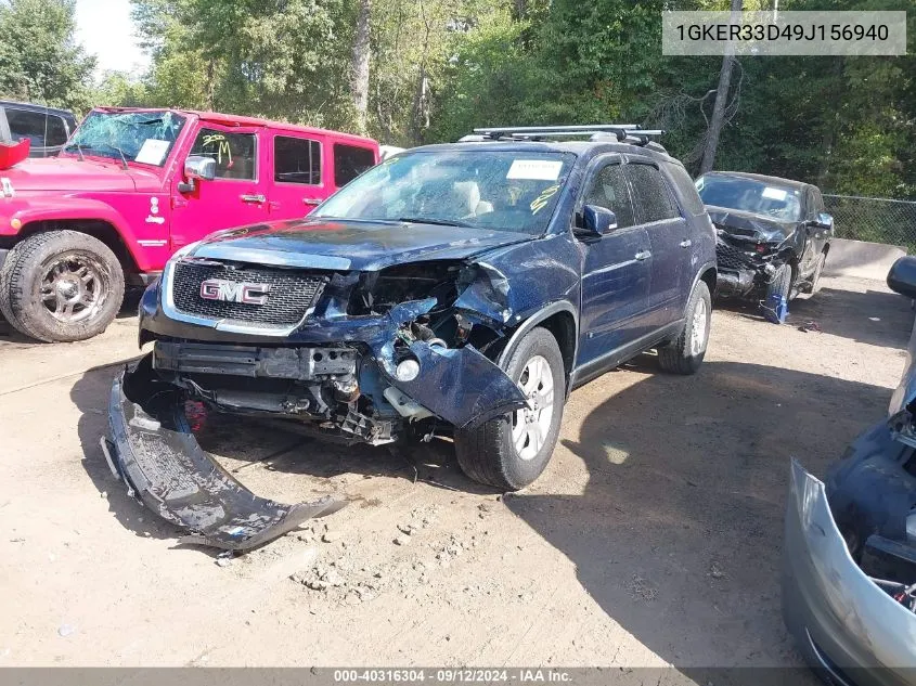 2009 GMC Acadia Slt-2 VIN: 1GKER33D49J156940 Lot: 40316304