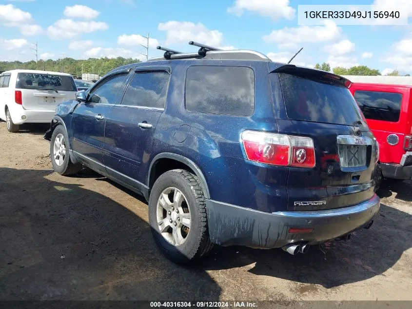 2009 GMC Acadia Slt-2 VIN: 1GKER33D49J156940 Lot: 40316304