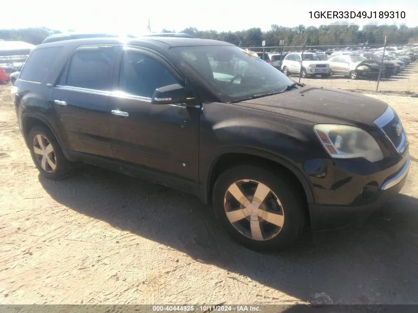 2009 GMC Acadia Slt-2 VIN: 1GKER33D49J189310 Lot: 40444925