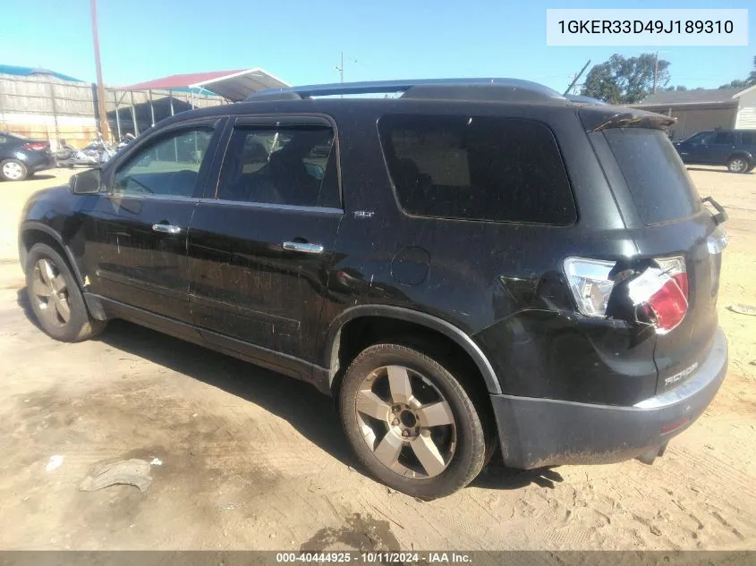 2009 GMC Acadia Slt-2 VIN: 1GKER33D49J189310 Lot: 40444925