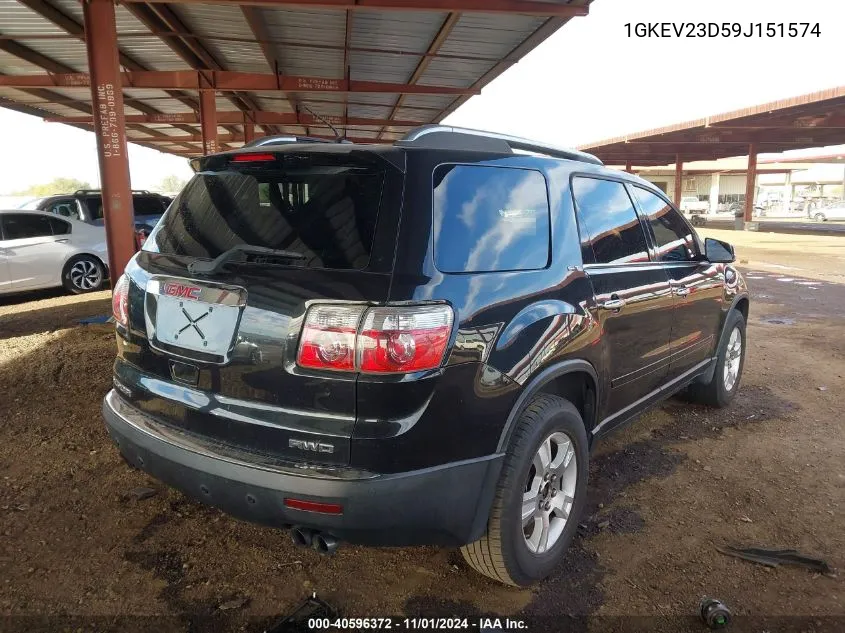 2009 GMC Acadia Slt-1 VIN: 1GKEV23D59J151574 Lot: 40596372