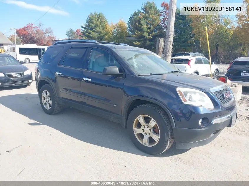 2009 GMC Acadia Sle-1 VIN: 1GKEV13D29J188141 Lot: 40639049