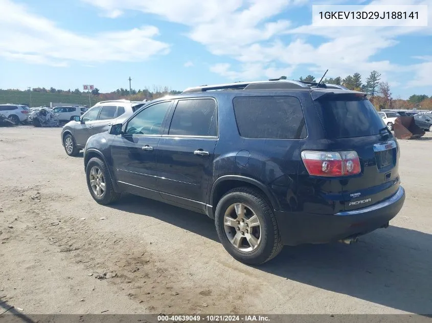 2009 GMC Acadia Sle-1 VIN: 1GKEV13D29J188141 Lot: 40639049