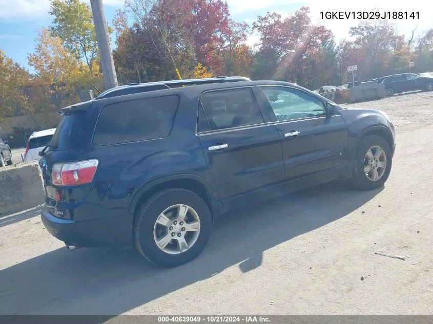 2009 GMC Acadia Sle-1 VIN: 1GKEV13D29J188141 Lot: 40639049