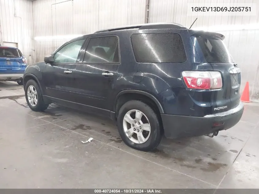 2009 GMC Acadia Sle-1 VIN: 1GKEV13D69J205751 Lot: 40724054