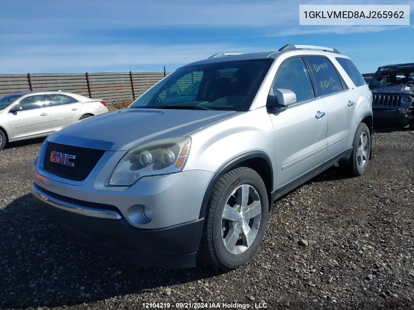 2010 GMC Acadia VIN: 1GKLVMED8AJ265962 Lot: 12104219