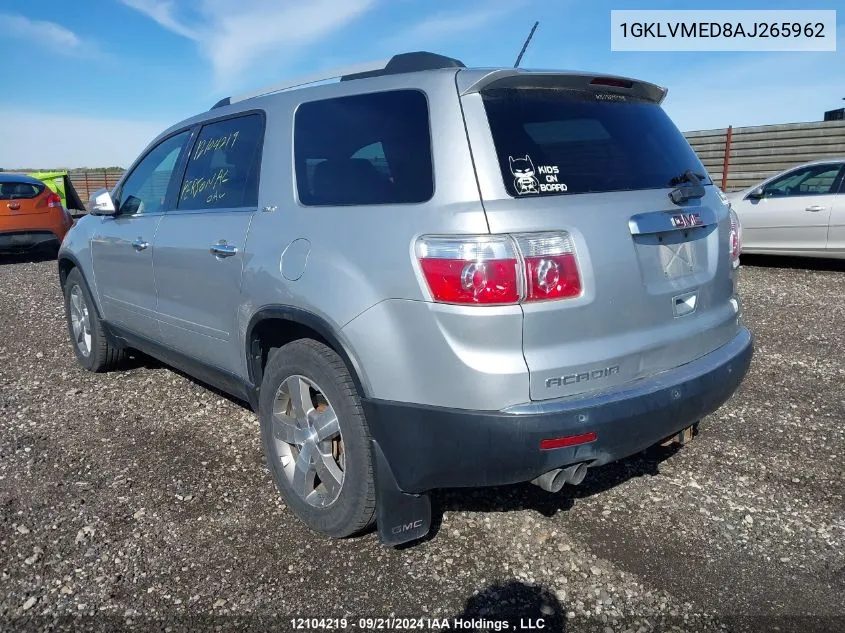 2010 GMC Acadia VIN: 1GKLVMED8AJ265962 Lot: 12104219