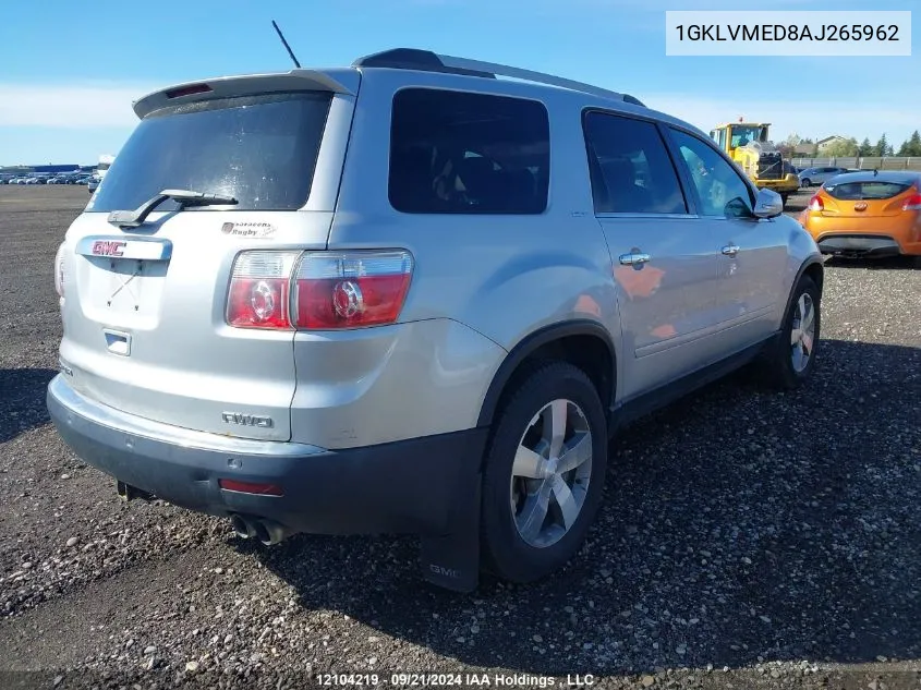 2010 GMC Acadia VIN: 1GKLVMED8AJ265962 Lot: 12104219