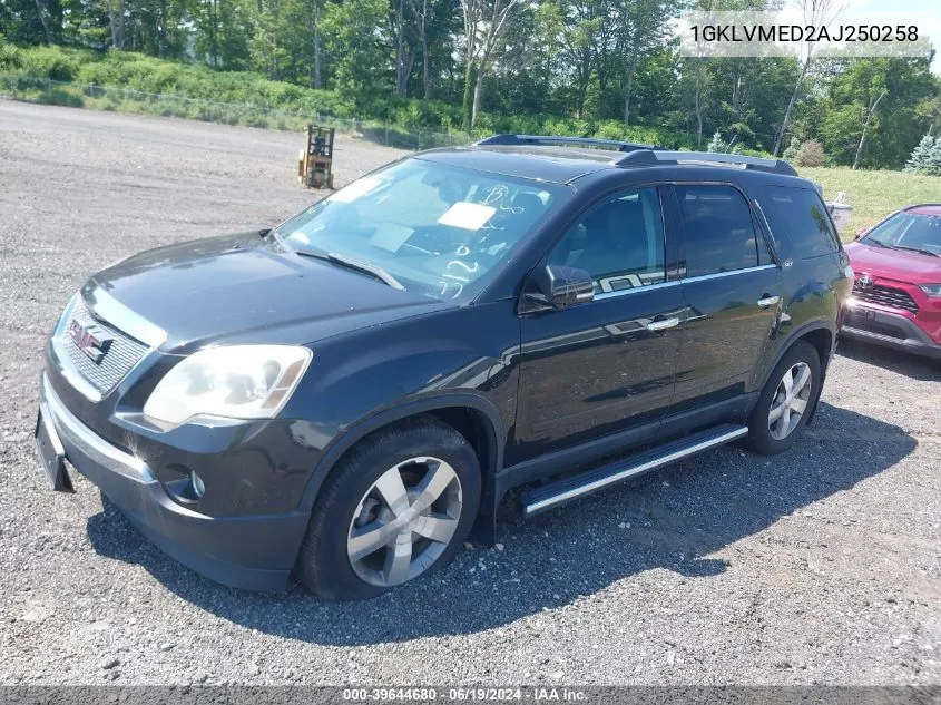 2010 GMC Acadia Slt-1 VIN: 1GKLVMED2AJ250258 Lot: 39644680