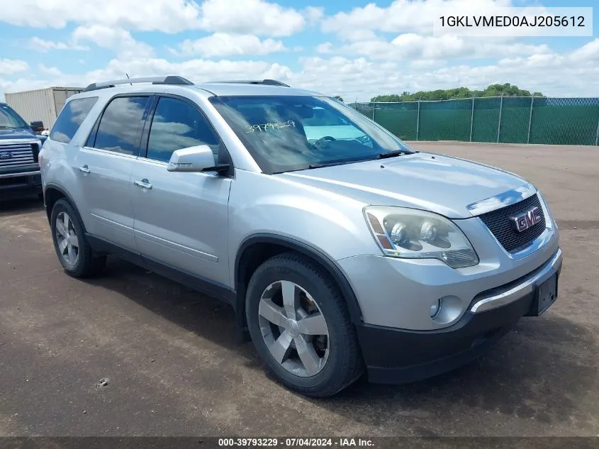 2010 GMC Acadia Slt-1 VIN: 1GKLVMED0AJ205612 Lot: 39793229