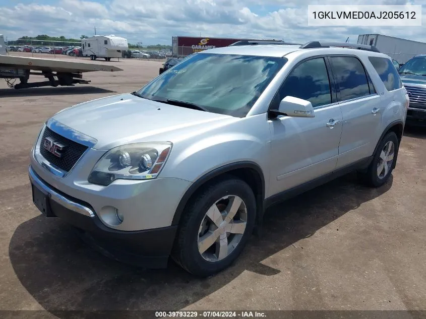 2010 GMC Acadia Slt-1 VIN: 1GKLVMED0AJ205612 Lot: 39793229