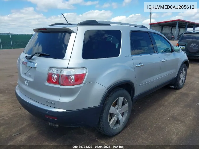 2010 GMC Acadia Slt-1 VIN: 1GKLVMED0AJ205612 Lot: 39793229