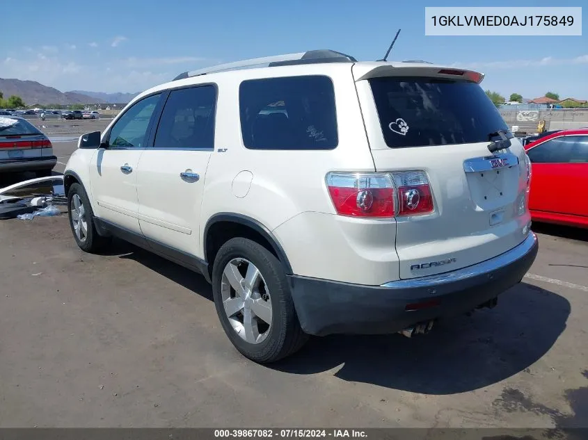 2010 GMC Acadia Slt-1 VIN: 1GKLVMED0AJ175849 Lot: 39867082