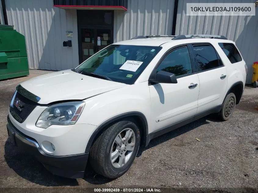 1GKLVLED3AJ109600 2010 GMC Acadia Sle