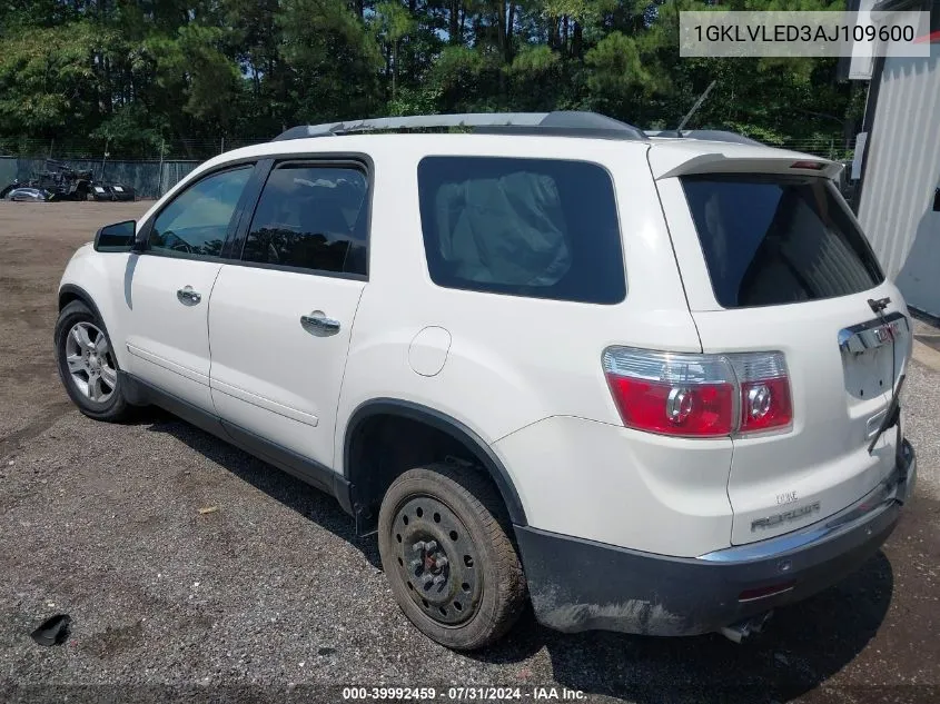 2010 GMC Acadia Sle VIN: 1GKLVLED3AJ109600 Lot: 39992459