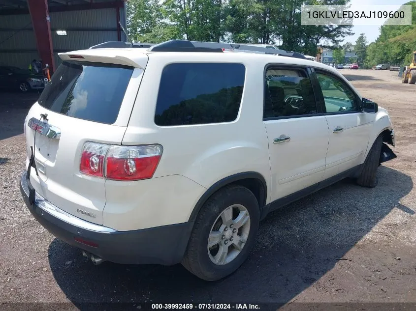 2010 GMC Acadia Sle VIN: 1GKLVLED3AJ109600 Lot: 39992459