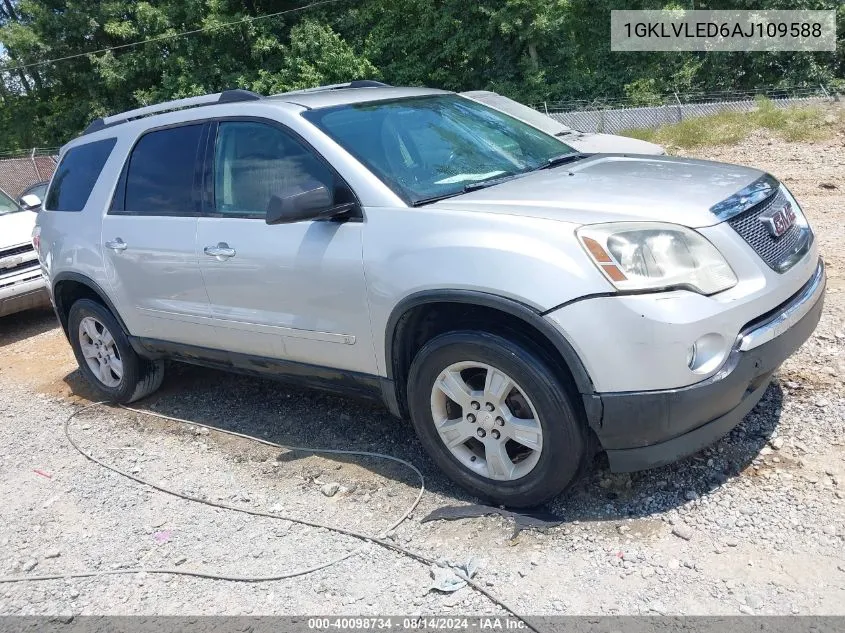 2010 GMC Acadia Sle VIN: 1GKLVLED6AJ109588 Lot: 40098734