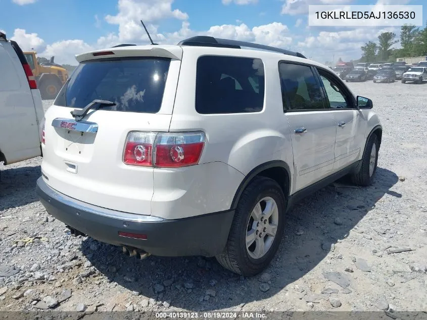 2010 GMC Acadia Sle VIN: 1GKLRLED5AJ136530 Lot: 40139123