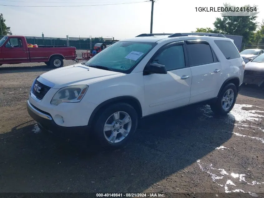 2010 GMC Acadia Sle VIN: 1GKLRLED0AJ241654 Lot: 40149841