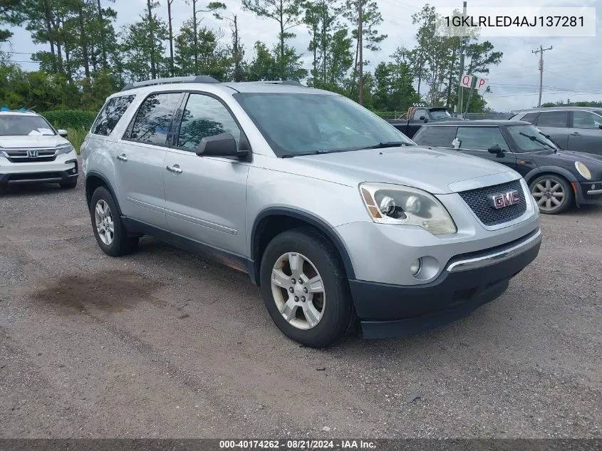 2010 GMC Acadia Sle VIN: 1GKLRLED4AJ137281 Lot: 40174262