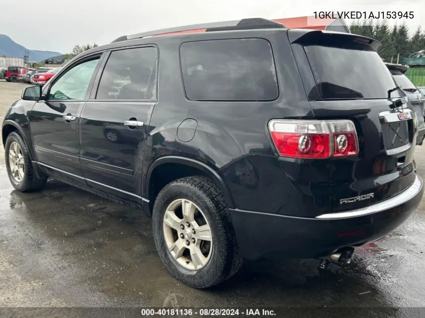 2010 GMC Acadia Sl VIN: 1GKLVKED1AJ153945 Lot: 40181136