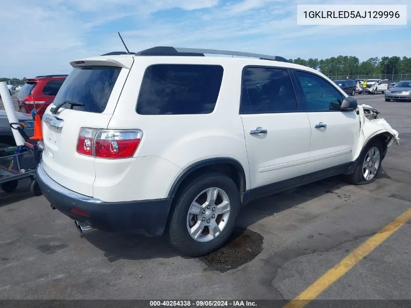 2010 GMC Acadia Sle VIN: 1GKLRLED5AJ129996 Lot: 40254338