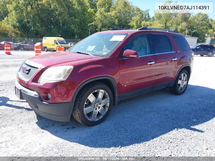 2010 GMC Acadia Slt-2 VIN: 1GKLVNED7AJ114391 Lot: 40306701