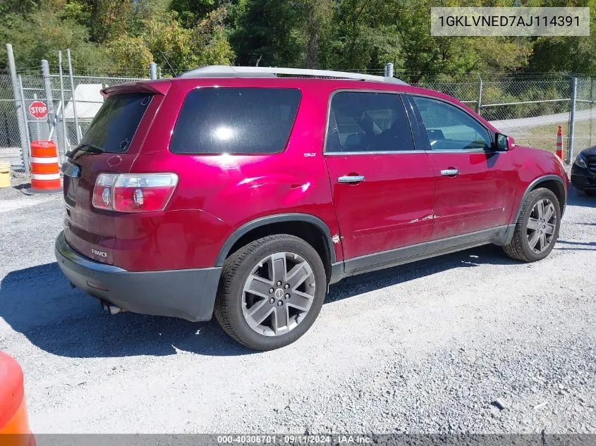 2010 GMC Acadia Slt-2 VIN: 1GKLVNED7AJ114391 Lot: 40306701