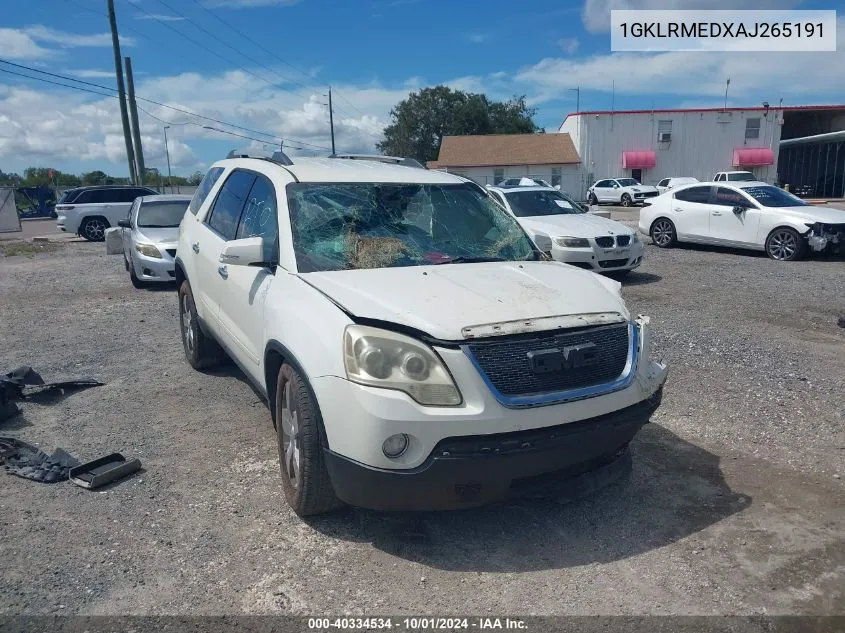 2010 GMC Acadia Slt-1 VIN: 1GKLRMEDXAJ265191 Lot: 40334534