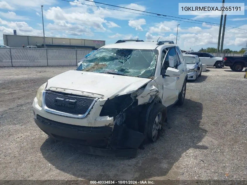 2010 GMC Acadia Slt-1 VIN: 1GKLRMEDXAJ265191 Lot: 40334534