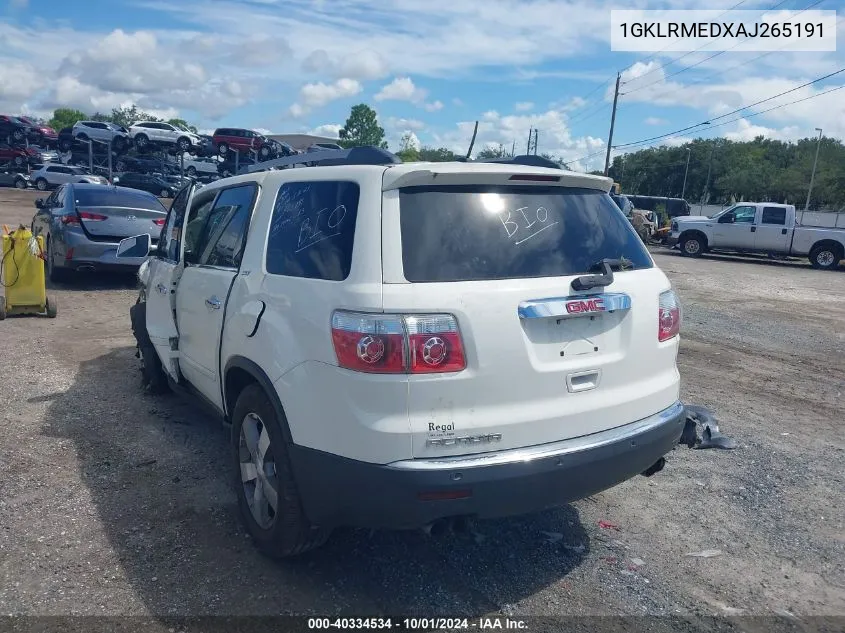 2010 GMC Acadia Slt-1 VIN: 1GKLRMEDXAJ265191 Lot: 40334534