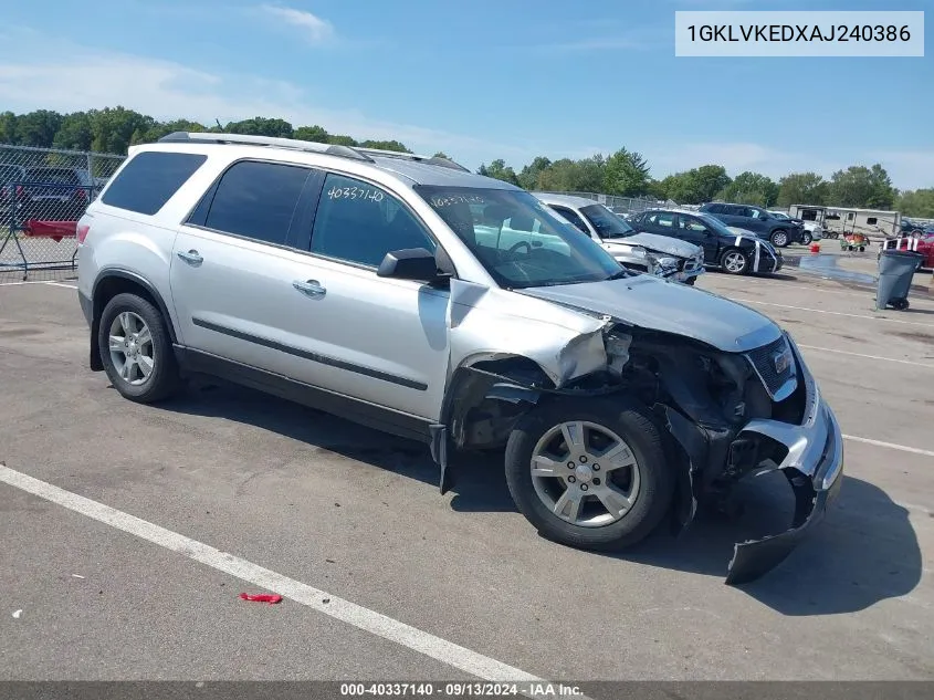 2010 GMC Acadia Sl VIN: 1GKLVKEDXAJ240386 Lot: 40337140