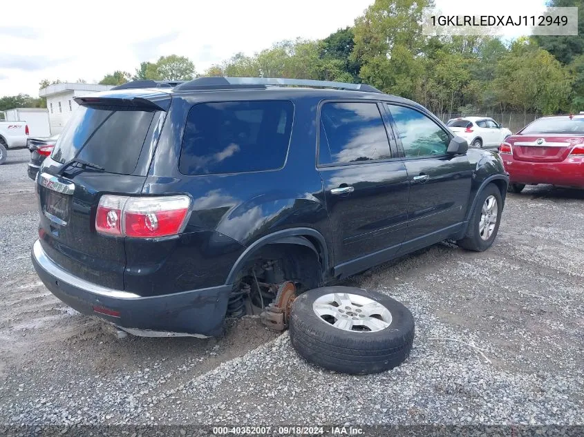 2010 GMC Acadia Sle VIN: 1GKLRLEDXAJ112949 Lot: 40352007